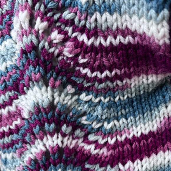 Handmade Chevron Knit Sweater Vest Multicolor Teal Burgundy Soft Cozy M - Picture 8 of 8